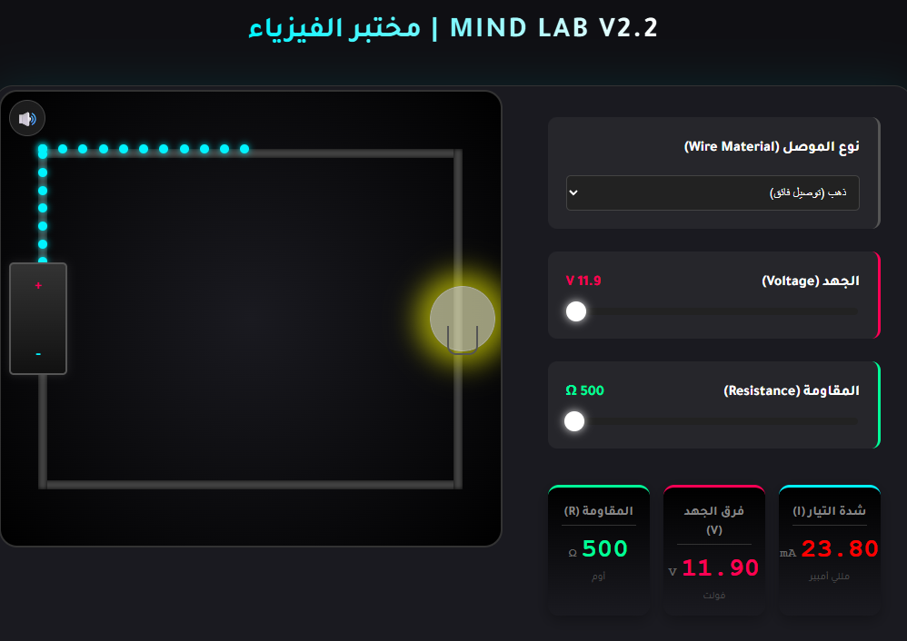 المختبر الفيزيائي الذكي: محاكي قانون أوم التفاعلي - الصورة 2